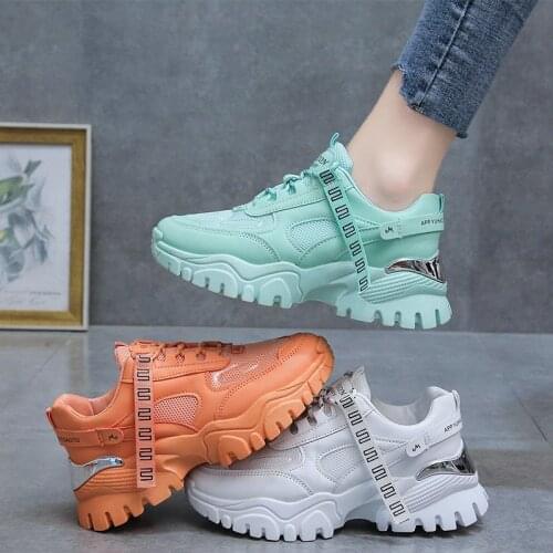 2021 New Women Sneakers Fashion Breathable Female Summer New Mesh Sports Shoes Soft Thick Bottom Student Casual Shoes Mesh