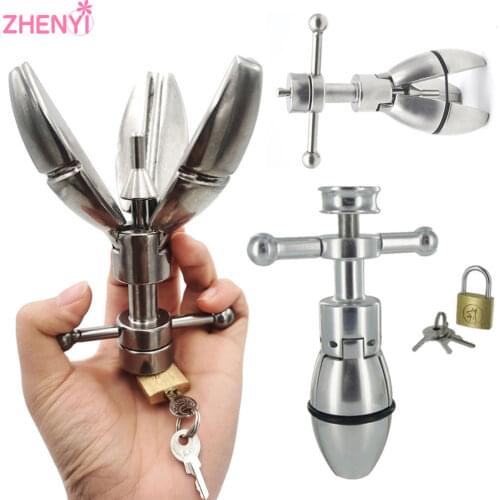 Best-Selling BDSM Metal Anal Dilator Ass Expanding Chastity Device Butt Plug Lock Anus Anal Sex Toys For Women Men Couples Adult