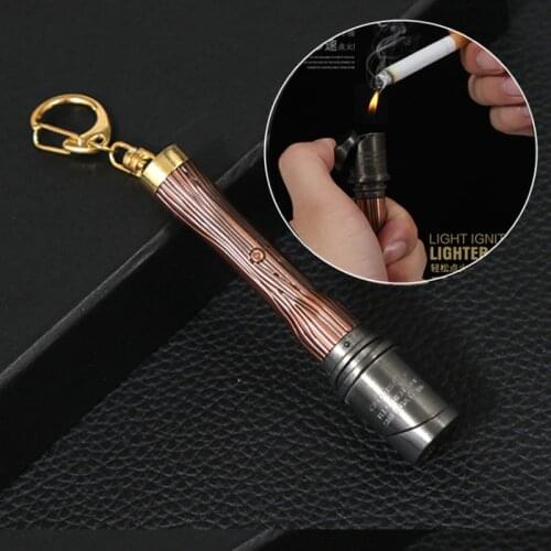 Metal Lighter Keychain Gas Torch Refillable Outdoor Cigar Windproof Lighter Military Gadgets Dropshipping Fornecedores