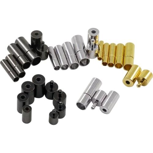 10Pcs/lot Metal Magnetic Clasps Round Leather Cord Bracelets Necklaces End Caps Connectors For DIY Jewelry Findings Supplies