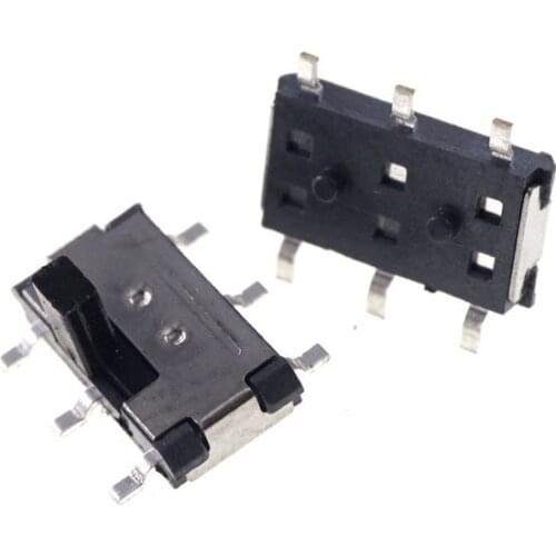 10 pcs Miniature Slide Switch 6 Pin 2P2T DPDT ON-ON Surface Mount SMT / SMD PCB Gull Wing actuator height 2.0mm