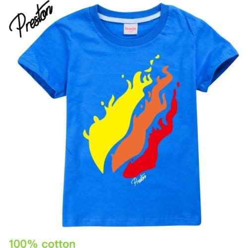 Fashion Trend Children Cotton Summer Clothing PrestonplayZ Casual Boys Girls Clothing Sports Leisure Home Short-sleeved T-shirt