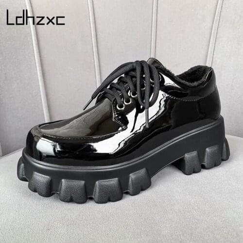 LDHZXC Fashion Lace-up Round Toe Platform Shoes White Shoes Platform Flat Heel New Spring Women Flats Comfortable