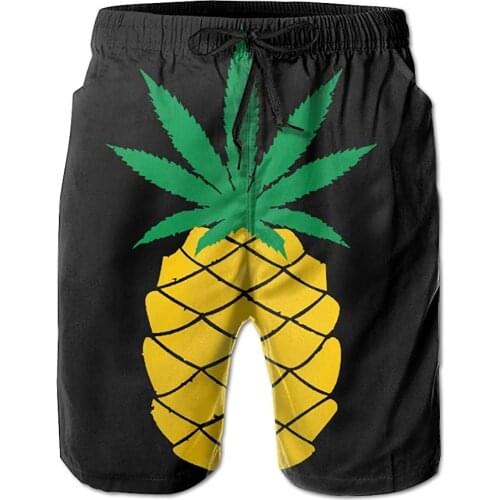 Mens Beach Shorts Swim Trunks Pineapple Board Shorts with Pockets