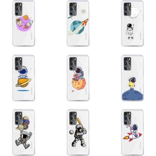 Cute Cartoon Astronaut Planet Star Phone Case Transparent For Huawei honor V 9 8 10 20 7 i S A C X pro lite play Soft TPU Clear