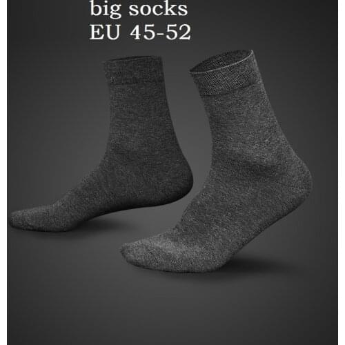 Men Socks Solid Color Plus Large Big Size EU 45-52 Long Tube Crew Business Socks 5 Pairs Classic Men Winter Socks