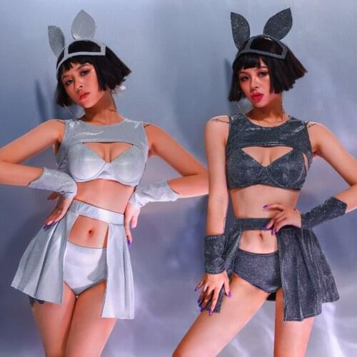 Sequins Nightclub Outfits Dj Ds Gogo Dancing Clothes Sexy Bikini Bar Pole Dance Costume Suit Bar Performance Stage Wear YS1321
