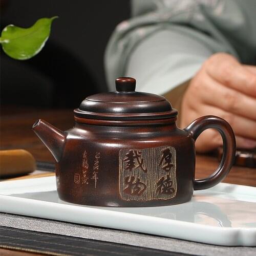 Yixing authentic pure manual recommended home teapot set office tea set variable lettering, clock