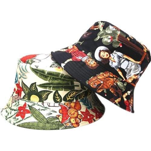56-58cm Rainforest Women Couple Cotton Hat Hip Hop Cap Panama Bucket Hat Sun Flat Top Fisherman Unisex Hats Gift