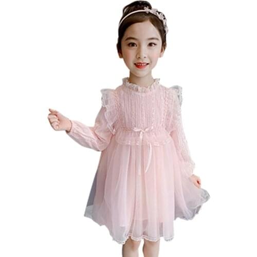 Dresses For Girls Floral Pattern Girls Mesh Dress Spring Autumn Children Princess Dress Casual Style Costume For Girls 6 8 10 12