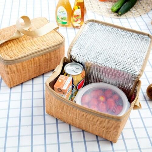 Woven Storage Basket With Lid Snack Drink Food Storage Organizer Outdoor Insulation Baskets Picnic Storage Flower Box