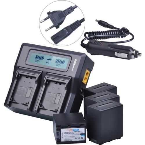 Powertrust 4PC 3900mAh NP-FV100 NPFV100 Battery+LCD Rapid Dual Charger for Sony DCR-SR15 SX15 FDR-AX100 HDR-CX105 HC9 PJ10 TD20V