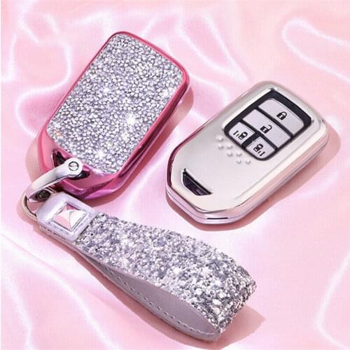 Crystal Car Key Fob Cover Case For Honda Accord Civic CRV Ridgeline ODYSSEY EURO CRIDER JADE Fit Jazz XRV