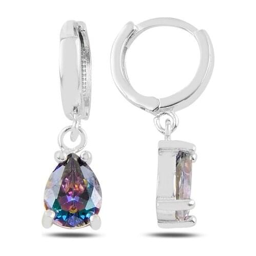 Silver 925 Sterling Drop Mystic Topaz Zirconia stone Hagi Earrings