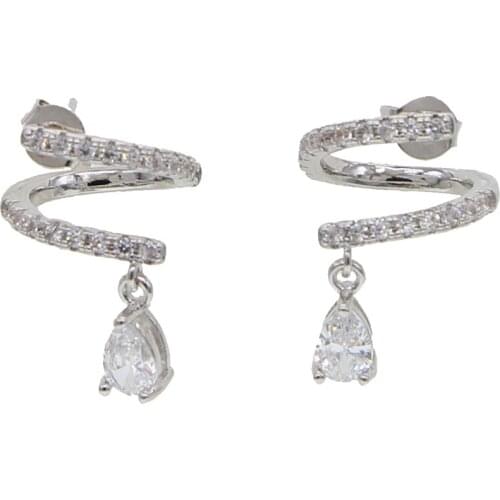 New Gold filled minimal delicate lovely girl women multi piercing single triangle cz warp classic fashion dangle drop earring