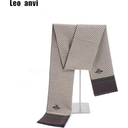 Leo anvi Luxury Brand Scarf men fashion Winter Warm Business Honeycomb bee Tassel Cashmere Scarves Classic Plaid Shawls bufanda
