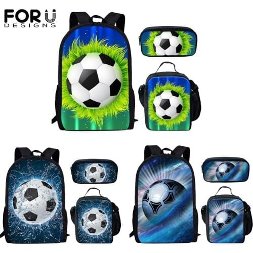FORUDESIGNS Harajuku School Backpack for Kids Water Football Art Design Print Adjustable Daypack Book Bag for Boys Mochila Bags