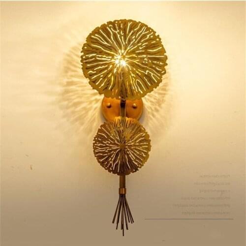 Modern Lotus Leaf Wall Lamp Bedroom Gold Metal Light Background Hollow Wall Sconce Simple Designer Home Wall Lighting WA141