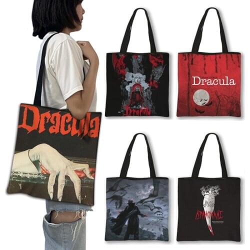 DRACULA VLAD TEPES Tote Bag Vampire Ladies The Impaler Terror Shoulder Bags For Travel Women Shopping Bags Female Handbag