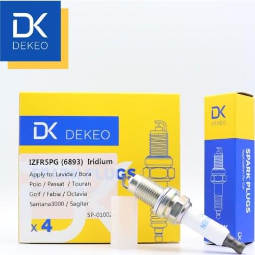Dekeo Spark Plug ForSEAT Cordoba Ibiza SKODA Fabia Roomster VW Fox Polo Lupo Touran ZFR5P-G 4PCS