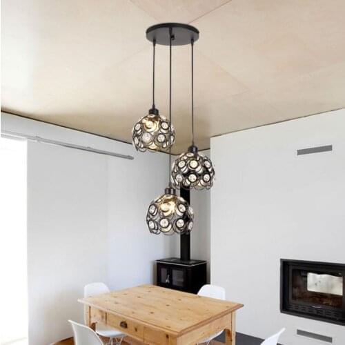 Led Restaurant Pendant light three heads modern crystal dining Hanging Lamp For Living Room Decoration light