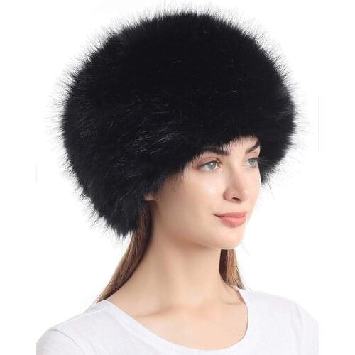 Faux Fur Warm Hat with Snowfield Skiing Elastic for Womens Winter Cossak Russian Style Earwarmer Hat