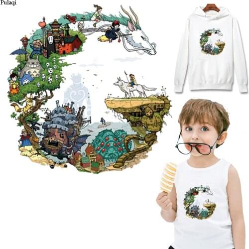 Pulaqi Anime Character Patch Lovely Stripes Thermal Stickers On Clothes Iron On Transfer Patches For Clothing Cartoon Appliques