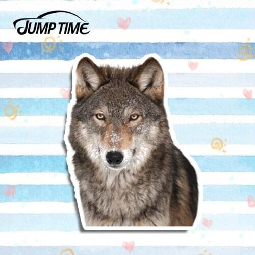 Jump Time 13cm x10.6cm Russian Wolf Car Stickers Scary Animal Vinyl Car Wrap Waterproof JDM Laptop Decals Sticker 3D Car Styling