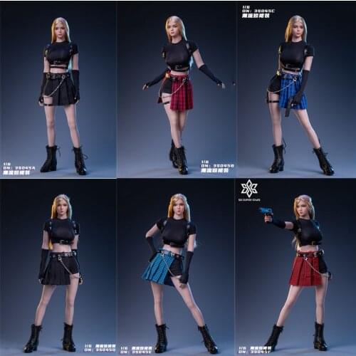 Pre-sale SIX SUPER STARS 3STOYS 3S045 1/6 Female clothes Sexy handsome T shirt Skirt clothing set fit TMTOY head sculpt TBLeague