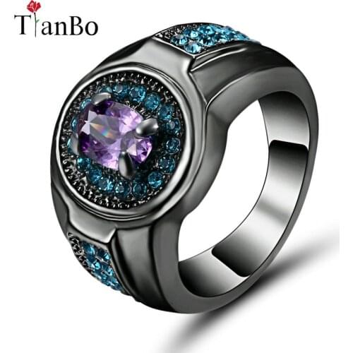 2017 Oval promise Rings new White & Black & Gold Colour jewelry large size 7 Purple & Red Cubic Zircon women Engagement Ring