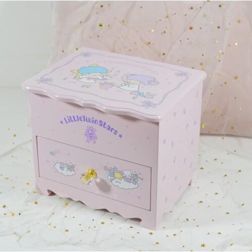 1pc Lovely Little Twin Stars Cosmetic Box Wooden Storage Box Organizer For Container Treasure Jewelry Storage Box