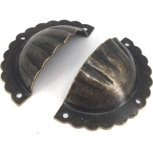 20PCS Antique Copper Cabinet Hardware Bin Cup Drawer Handle 71x34mm Furniture Handle Cupboard door Knob Shell Pull with screws
