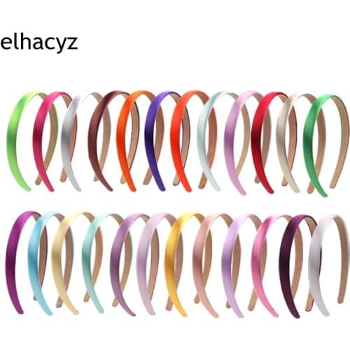 10pcs/lot Multi Colors Lady 1.5 CM Wide Satin Hairband Women Smooth Solid Ribbon Plain Alice Headband Girls DIY Hair Accessories