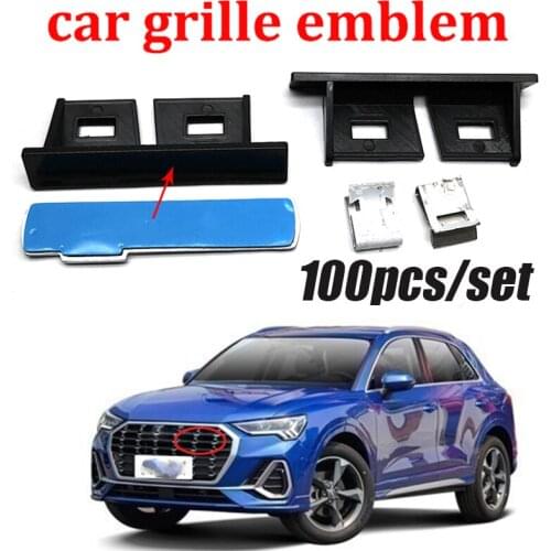 100pcs Car Metal Grille Badge Emblem Black/Matte for A1 A2 A3 A4 A5 A6 A7 A8 Q1 Q3 Styling Front Grill Metal Head Hood Logo