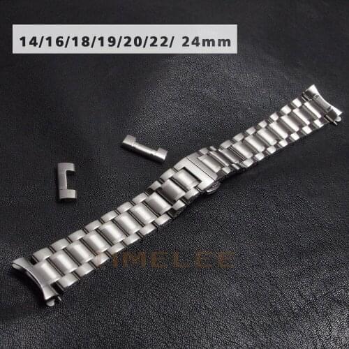 14/16/18/19/20/22/ 24mm Stainless Steel Watchband Curved End+Straight End Strap Connector Watch Accessories Strap