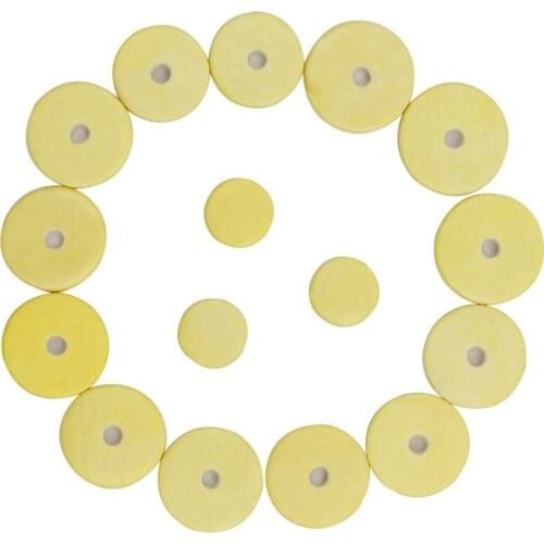 16pcs/Set Single Skin Leather Flute Pads Standard Size Woodwind Close Pads Replacement Instrument Part Accessories Yellow