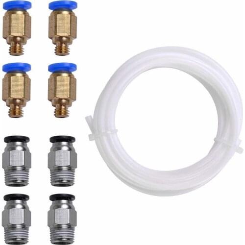 2M 2*4 tube+ 4 pcs Pc4-m6 Quick Fitting + 4 Pcs Pc4-m10 Straight Pneumatic Fitting Push To Connect For 3d Printer 1.75mm