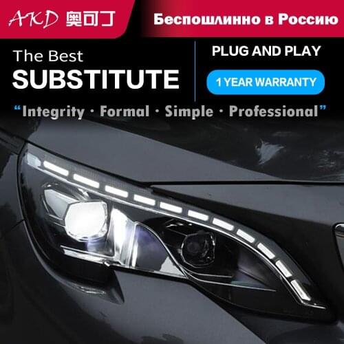 2 PCS Car Parts Goods For Peugeot 4008 5008 2017 2018 2019 Head lamp LED Headlight LED Dual Projector