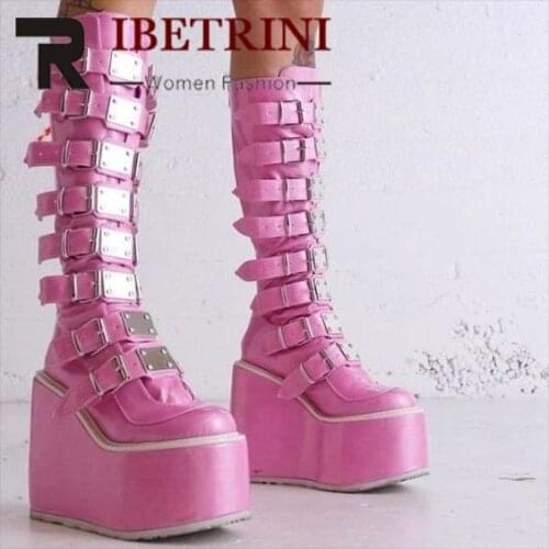2021 Metal Design Boots For Women Summer Female Platform Wedges Fashion New Goth Girl Cool Popular Casual Party Fashion Shoes