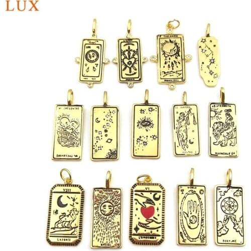 5pcs Gold Multi Patteren Lion Man Sun Pendant for Necklace Gold Medallion Pendant Square Christian Jewelry for Women Finding