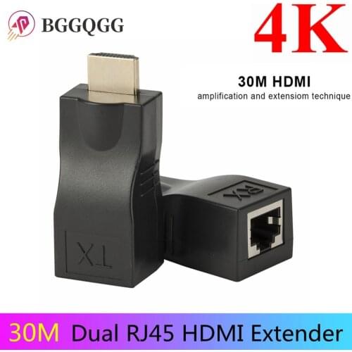 BGGQGG 4K HDMI-compatible Extender Extension up to 30m Over CAT5e / 6 UTP LAN Ethernet Cable RJ45 Ports LAN Network