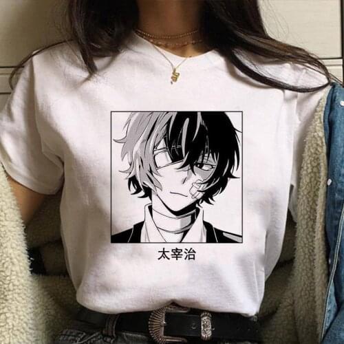 Bungo Stray Dogs Print Harajuku Japan Anime Streetwear Casual Clothes Hip Hop Punk Egirl Dazaizhi Graphic Women T-shirt Summer