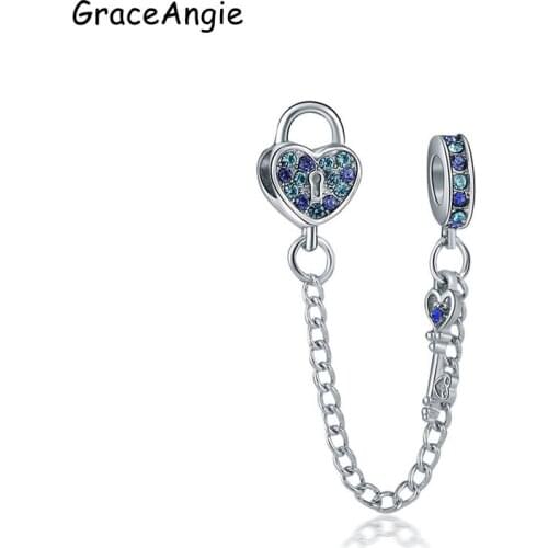 5PCS Crystal Beads Charm Love Heart Chain Fit Women Bracelet Bangle DIY Jewelry Findings Bangle Hole size4.5mm DIY Bracelet