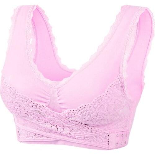 Front Cross Bra Side Buckle Wire Free Lace Sports Bra Women Gather Vest Sexy Solid Color Full Cup Female Breathable Running Vest