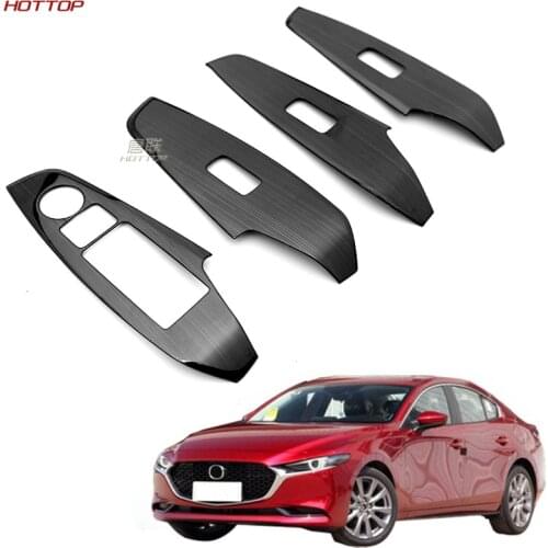 For Mazda 3 Axela 2014 2017 2018 2020 Door Window Glass Panel Armrest Lift Switch Button Cover Trim Molding Stainless Steel Car