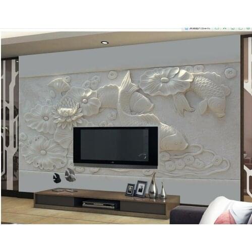 Home Decoration custom photo wallpaper Three-dimensional relief lotus Beas photo wall murals wallpaper