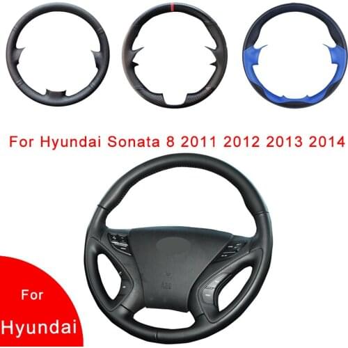 Breathable Punch Hand-Stitched Artificial Leather Car Steering Wheel Cover For Hyundai Sonata 8 2011 2012 2013 2014