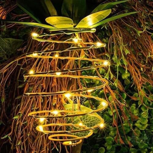 Solar Wrought Iron Pineapple Lamp Outdoor Garden Decoration Hand Lamp Landscape Lighting Led Copper String Decoration Indoor