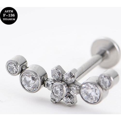 16G Implant Grade Titanium ASTM F136 Internal Thread Labret Stud Top End Flower Helix Tragus Cartilage Piercing Body Jewlery