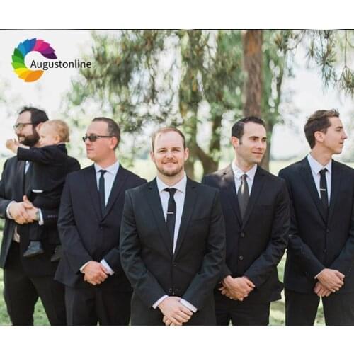 Tailored Made Black Men Suits For Wedding Bridegroom Groomsmen Slim Fit Formal Prom Groom Tuxedo Best Man Blazer Jacket+Pants